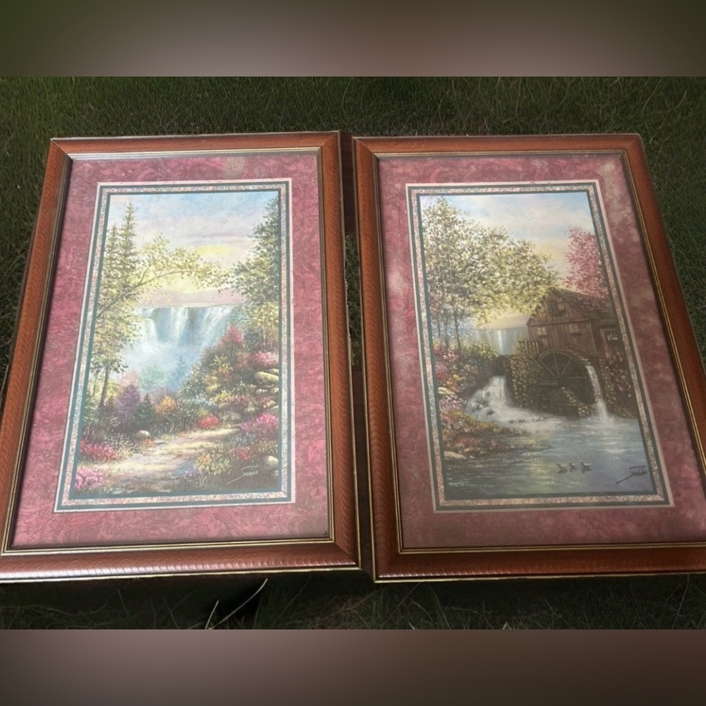 Rare Home Interiors Framed Prints Signed Waterfall & Old Mill